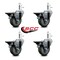 Service Caster 3.5'' Gray Poly Swivel 7/16'' Grip Ring Stem Caster Set with Brake, 4PK SCC-GR20S3514-PPUB-PLB-716138-4 - alternate 4